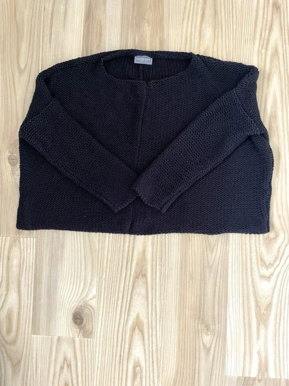 WOODEN SHIPS Open-Knit Chunky Oversized Pull-Over Sweater Classic Black size X/L